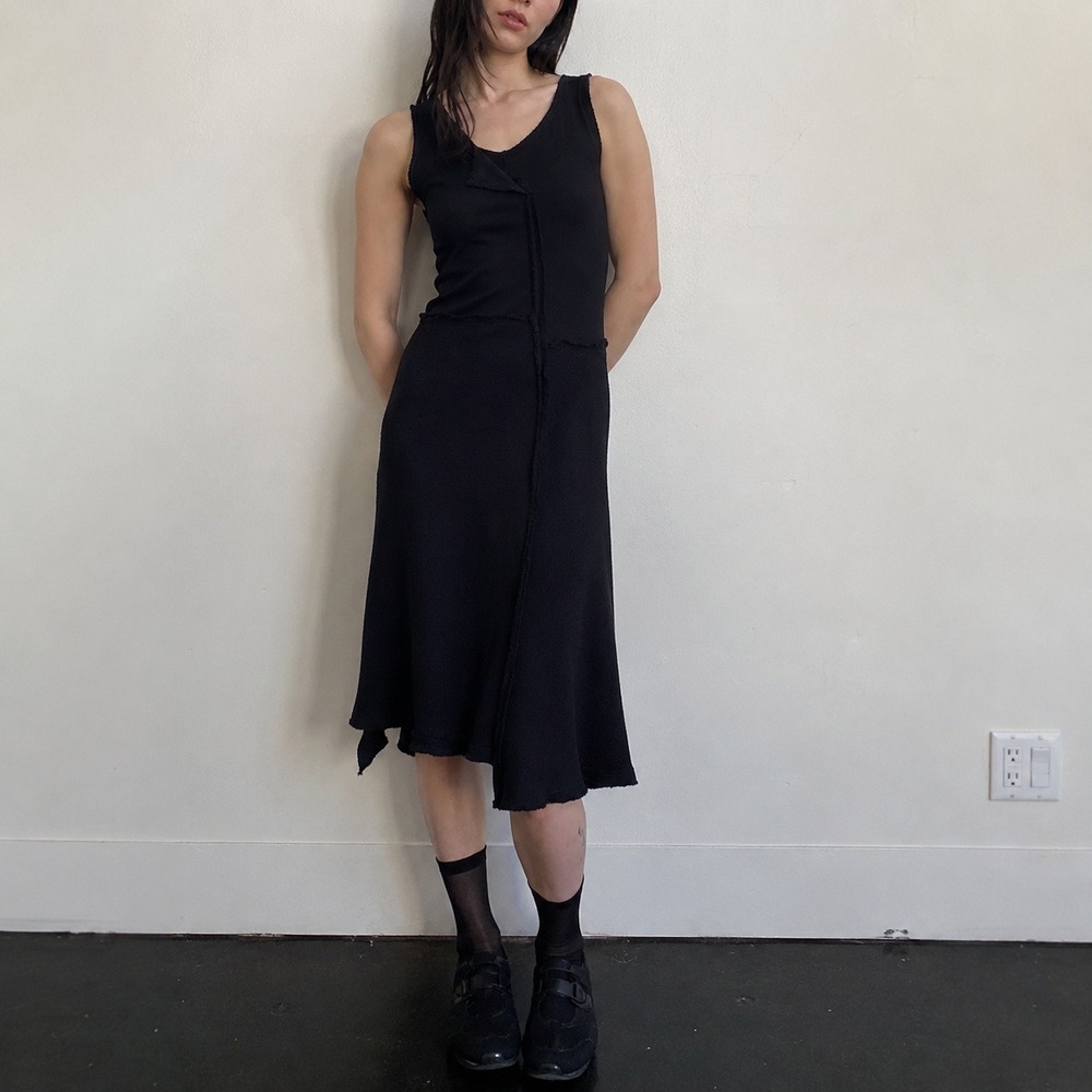 Comme des Garcons Women Dress Small Black Sleeveless Raw Edge Avant-Garde Seamed